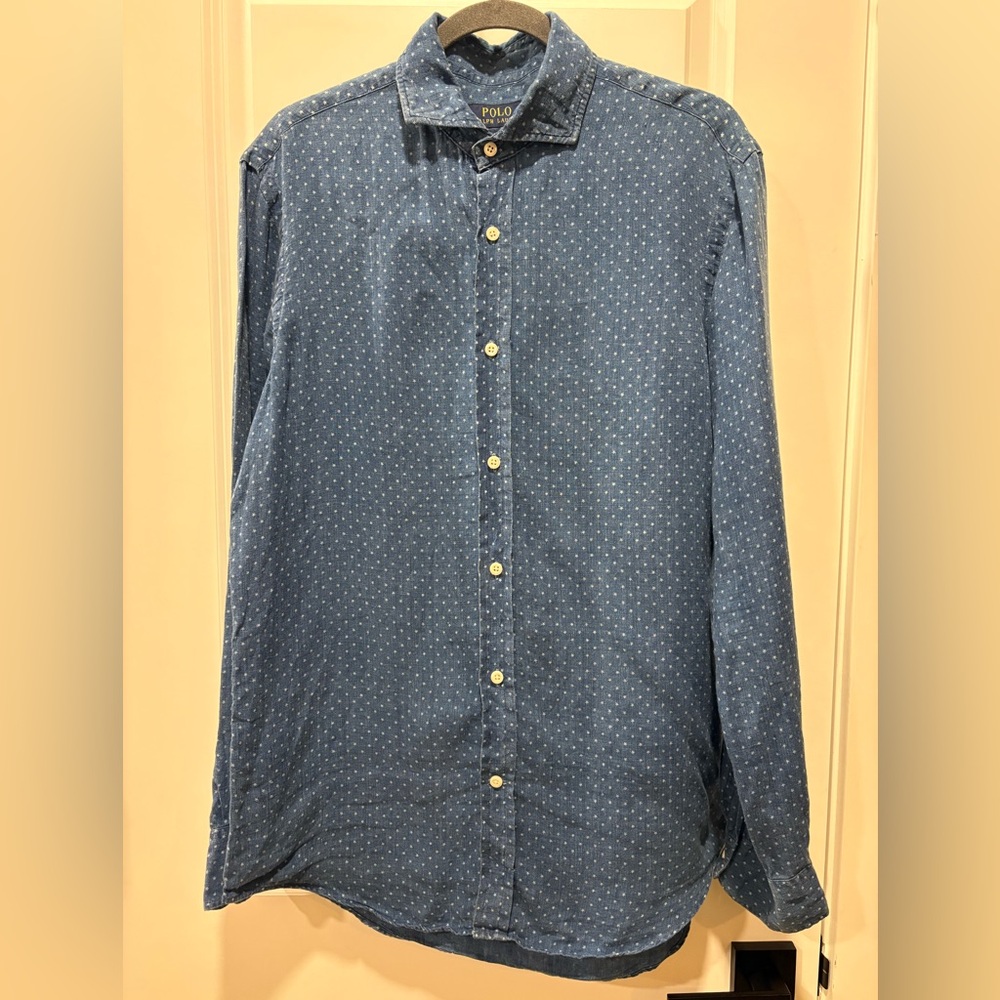 Polo Ralph Lauren Light Blue Linen Button Down Shirt